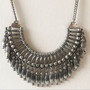 Collar statement necklace boho silver tone